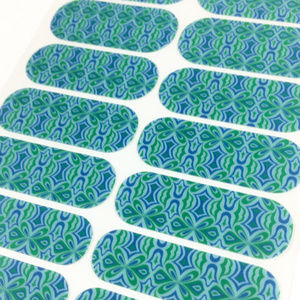 Jamberry Blue & Green Kaleidoscope Nail Wraps, HE